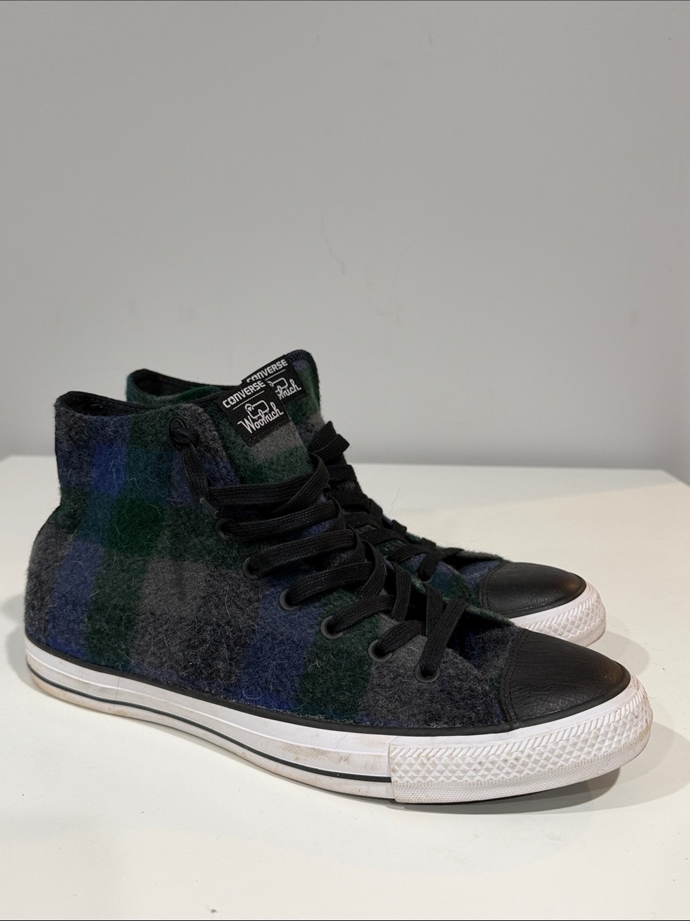 Converse High Top Plaid Sneakers - Black, Green, Blue